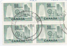 19249) Canada 1953  Block Ontario Closed Post Office Postmark Cancel - Usados
