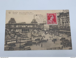 Bruxelles - Gare Du Nord Et Place Rogier Avec Tramways - Trams - Envoyée Vers Paris .. Lot405 . - Chemins De Fer, Gares