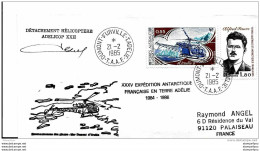 109 - 39 - Enveloppe TAAF Terre Adélie -  Détachement Hélicoptère Adelicop XXII 1985 - Polar Flights