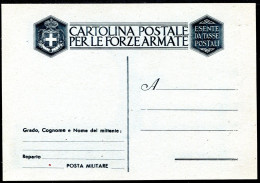 Z3590 ITALIA LUOGOTENENZA FRANCHIGIE 1944 Cartolina Postale Per Le Forze Armate (Filagrano F103) NUOVA, Valore Catalogo - Sonstige & Ohne Zuordnung