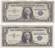 2 Billets De 1 Dollar 1957 Série A, Circulés - Silver Certificates – Títulos Plata (1928-1957)