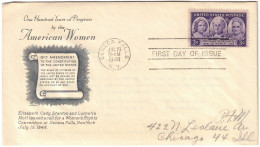 USA - New York - Seneca Fall - FDC - One Hundred Years Of Progress - American Women - Lettre Pour Chicago - 1948 - 1941-1950