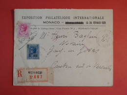 BX5 MONACO  BELLE LETTRE RECO. EXPO PHILATELIQUE 1928  MONTE CARLO A  JOUY VERSAILLES FRANCE ++++AFF. INTERESSANT +++ + - Covers & Documents