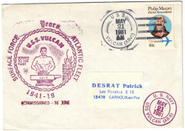 USA - USS Vulcan - Surface Force Atlantic Fleet - U.S. Navy - Lettre Pour Carnoux En Provence (France) - 1981 - Covers & Documents