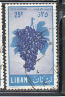 LIBANO LEBANON LIBAN 1955 AIR POST MAIL AIRMAIL FRUITS GRAPES 25p USED USATO OBLITERE' - Lebanon