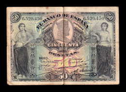 España Spain 50 Pesetas Alegorías 1907 Pick 63a Mbc Vf - 50 Pesetas