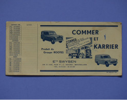 Commer Et Karrier Véhicules Commerciaux - Ets Swysen Bruxelles - 1952 - Ancien Buvard / Oud Vloeipapier - Automotive