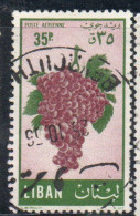 LIBANO LEBANON LIBAN 1955 AIR POST MAIL AIRMAIL FRUITS GRAPES 35p USED USATO OBLITERE' - Lebanon