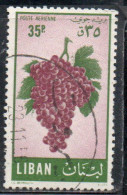 Delcampe - LIBANO LEBANON LIBAN 1955 AIR POST MAIL AIRMAIL FRUITS GRAPES 35p USED USATO OBLITERE' - Libanon