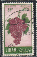 Delcampe - LIBANO LEBANON LIBAN 1955 AIR POST MAIL AIRMAIL FRUITS GRAPES 35p USED USATO OBLITERE' - Libanon