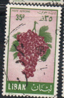 LIBANO LEBANON LIBAN 1955 AIR POST MAIL AIRMAIL FRUITS GRAPES 35p USED USATO OBLITERE' - Lebanon