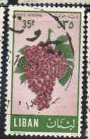 LIBANO LEBANON LIBAN 1955 AIR POST MAIL AIRMAIL FRUITS GRAPES 35p USED USATO OBLITERE' - Lebanon