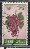 LIBANO LEBANON LIBAN 1955 AIR POST MAIL AIRMAIL FRUITS GRAPES 35p USED USATO OBLITERE' - Lebanon