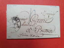 Cad De Courville Avec Fleurons Sur Lettre Avec Texte  Pour Pontoise En 1835 - JJ 180 - 1801-1848: Precursors XIX