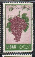 LIBANO LEBANON LIBAN 1955 AIR POST MAIL AIRMAIL FRUITS GRAPES 35p USED USATO OBLITERE' - Lebanon