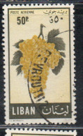 LIBANO LEBANON LIBAN 1955 AIR POST MAIL AIRMAIL FRUITS GRAPES 50p USED USATO OBLITERE' - Lebanon