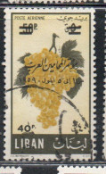 LIBANO LEBANON LIBAN 1959 AIR POST MAIL AIRMAIL ARAB LAWYERS CONGRESS SURCHARGED FRUITS GRAPES 40 On 50p USED USATO - Lebanon