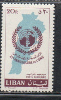 LIBANO LEBANON LIBAN 1961 AIR POST MAIL AIRMAIL UN 15th ANNIVERSARY EMBLEM MAP ONU 20p MNH - Lebanon