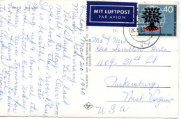 68838 - Bund - 1960 - 40Pfg Weltfluechtlingsjahr EF A LpAnsKte MAINZ -> Parkersburg, WV (USA) - Lettres & Documents