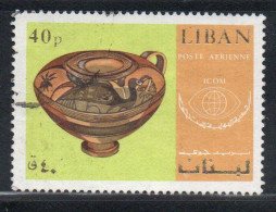 LIBANO LEBANON LIBAN 1969 AIR POST MAIL AIRMAIL ICOM INTERNATIONAL CONGRESS MUSEUM COUNCILS PHOENICIAN BIRD VASE40p USED - Lebanon