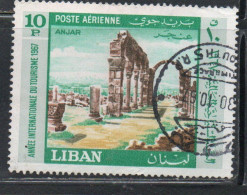 LIBANO LEBANON LIBAN 1967 AIR POST MAIL AIRMAIL INTERNATIONAL TOURIST YEAR RUINS AT ANJAR 10p USED USATO OBLITERE' - Lebanon