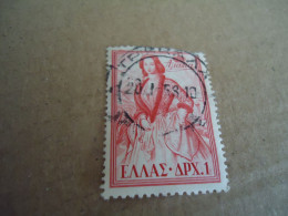 GREECE   POSTMARK ON STAMPS  ΤΡΙΚΚΑΛΑ 1958 - Marcophilie - EMA (Empreintes Machines)