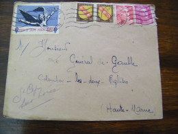 Lettre Général Charles De Gaulle à Colombey Les Deux Eglises  - Vignette Pour Le Salut Public : Oui - 1948 - SUP (HL 88) - De Gaulle (Général)