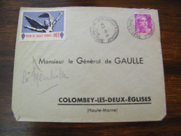 Lettre Général Charles De Gaulle à Colombey Les Deux Eglises  - Vignette Pour Le Salut Public : Oui - 1948 - SUP (HL 92) - De Gaulle (Général)