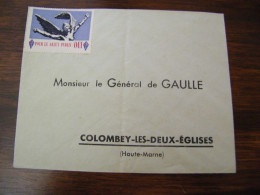 Lettre Général Charles De Gaulle à Colombey Les Deux Eglises  - Vignette Pour Le Salut Public : Oui - 1948 - SUP (HL 97) - De Gaulle (Général)