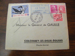 Lettre Général Charles De Gaulle à Colombey Les Deux Eglises  - Vignette Pour Le Salut Public : Oui - 1948 - SUP (HL 99) - De Gaulle (Général)