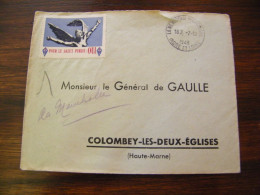 Lettre Général Charles De Gaulle à Colombey Les Deux Eglises - Vignette Pour Le Salut Public : Oui - 1948 - SUP (HM 2) - De Gaulle (Général)