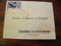 Lettre Général Charles De Gaulle à Colombey Les Deux Eglises - Vignette Pour Le Salut Public : Oui - 1948 - SUP (HM 5) - De Gaulle (Général)