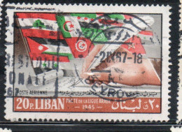 LIBANO LEBANON LIBAN 1967 AIR POST MAIL AIRMAIL INTERNATIONAL SIGNING OF ARAB LEAGUE PACT 20p USED USATO OBLITERE' - Lebanon