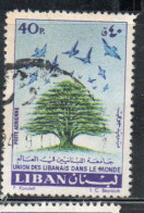 LIBANO LEBANON LIBAN 1960 AIR POST MAIL AIRMAIL UNION OF LEBANESE EMIGRANTS IN THE WORLD CEDAR 40p USED USATO OBLITERE' - Lebanon