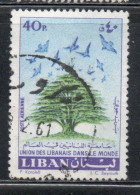 LIBANO LEBANON LIBAN 1960 AIR POST MAIL AIRMAIL UNION OF LEBANESE EMIGRANTS IN THE WORLD CEDAR 40p USED USATO OBLITERE' - Lebanon