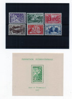 !!! MARTINIQUE, SÉRIE EXPOSITION INTERNATIONALE PARIS 1937 NUMÉRO 161/66* + BLOC FEUILLET 1 - Nuevos