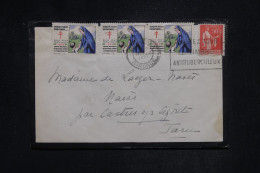 FRANCE - Vignettes Contre La Tuberculose X 3 Sur Enveloppe De Bordeaux En 1935 Pour Navès - L 145512 - Lettres & Documents