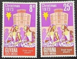 Guyana, 1973, Mi 447+448, Christmas, Steel-band Players, 2v Out Of Set, MNH - Musique