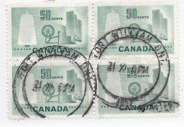 19250) Canada 1953  Block Ontario Closed Post Office Postmark Cancel - Usati