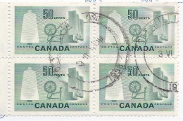 19252) Canada 1953  Block Ontario Closed Post Office Postmark Cancel - Usados