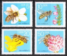 Germany DDR 1990 MNH 4v, Honey Bee, Insects, Flowers - Abeilles