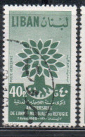 LIBANO LEBANON LIBAN 1960 AIR POST MAIL AIRMAIL WORLD REFUGEE YEAR UPROOTED OAK EMBLEM 40p USED USATO OBLITERE' - Lebanon