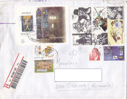 SANTA MARIA CATHEDRAL, SOCCER, COMICS, YOUTH PHILATELIC EXHIBITION, STAMPS ON REGISTERED COVER, 2003, SPAIN - Storia Postale