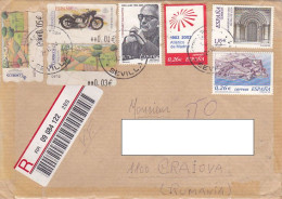 LANDSCAPE, MOTORBIKE, MAX AUB, SOCCER CLUB, ARCHITECTURE, CASTLE, STAMPS ON REGISTERED COVER, 2003, SPAIN - Briefe U. Dokumente