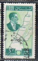 LIBANO LEBANON LIBAN 1961 AIR POST MAIL AIRMAIL PRESIDENT CHEHAB AND MAP 5p USED USATO OBLITERE' - Lebanon