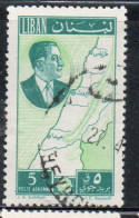 LIBANO LEBANON LIBAN 1961 AIR POST MAIL AIRMAIL PRESIDENT CHEHAB AND MAP 5p USED USATO OBLITERE' - Lebanon