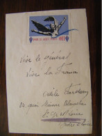 Vignette Pour Le Salut Public Oui Sur Lettre Manuscrite Destinée Au Général De Gaulle - 1948 - SUP (HM 10) - De Gaulle (Général)