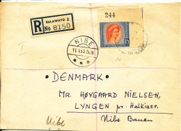 Rhodesia & Nyasaland Registered Cover Sent To Denmark 1954 Halkaer Pr. Nibe The Cover Is Opened On 3 Sides - Rhodesia & Nyasaland (1954-1963)