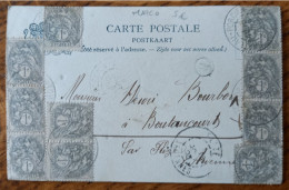 Chateau Porcien 1903 Type Blanc N°107 X10 - 2 Bandes De 3 + 1 Paire TAD Flize + Timbre Ou Puce De Facteur Lettre B - 1900-29 Blanc