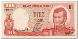 CHILE,10 PESOS,1975,P.150b,XF-AU - Chile